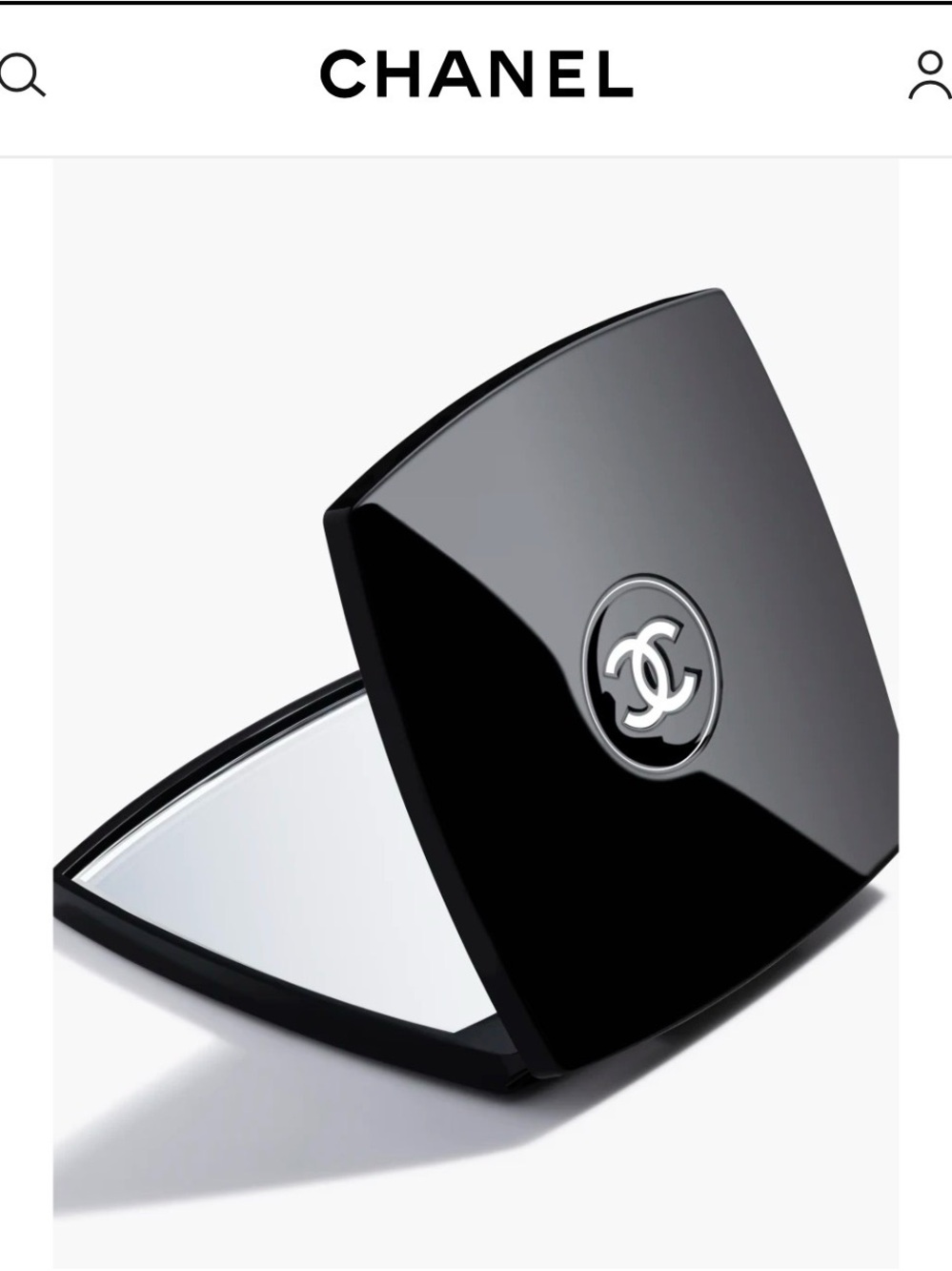 CHANEL Black Gloss Compact Mirror with White CC Logo